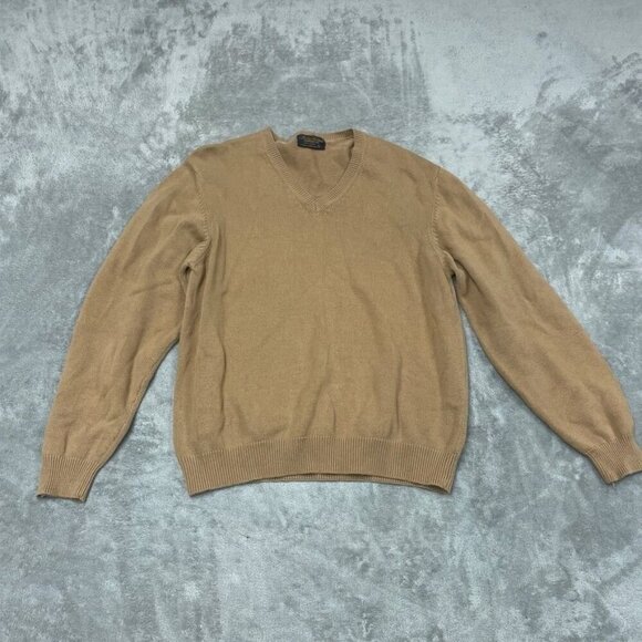 Brooks Brothers Other - Brooks Brothers Mens Cotton V-Neck Sweater L Tan Lightweight Classic a0461